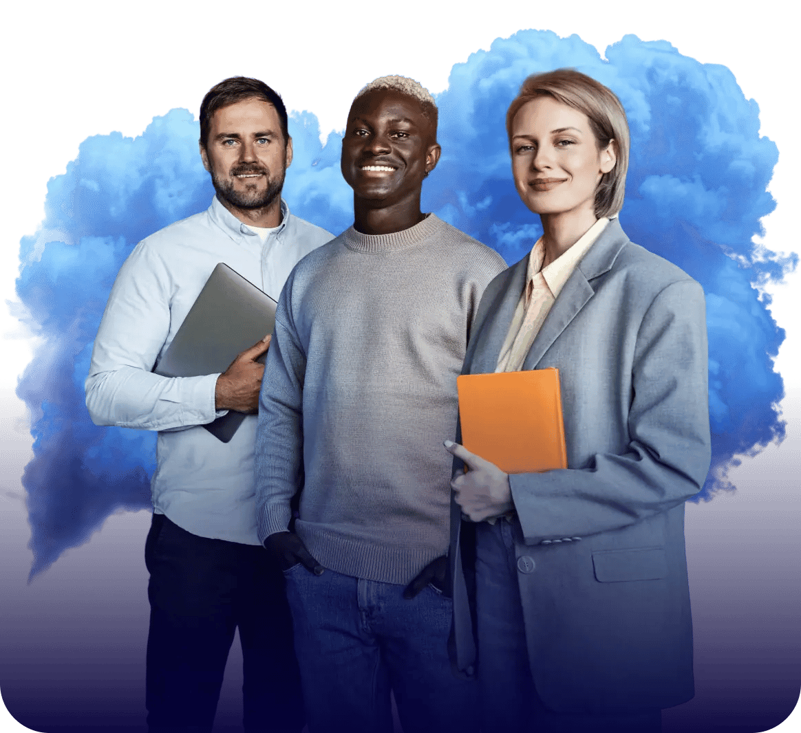 Drie collega’s met een laptop en een notitieboek