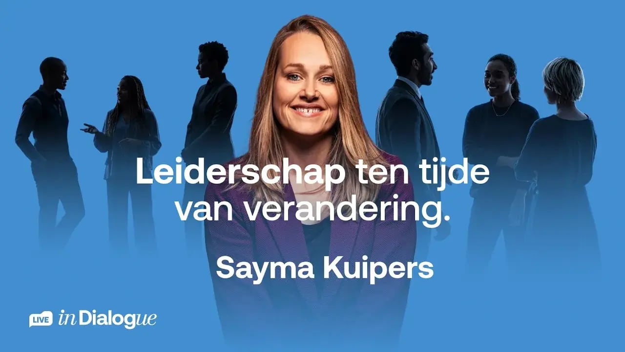 Omslag van aflevering 2: Sayma Kuipers en de titel ‘Leiderschap ten tijde van verandering’