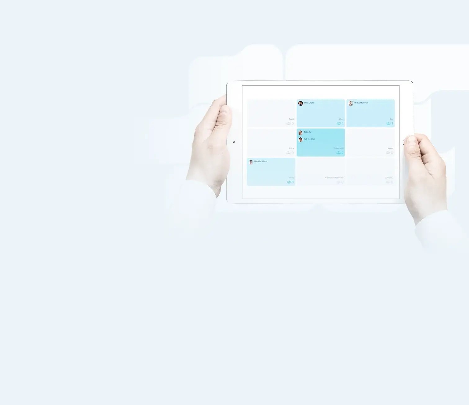 Het talentoverzicht van Dialog op een tablet
